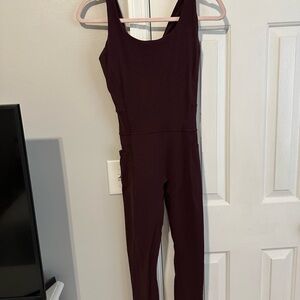 Athletic Burgundy Jumpsuit
